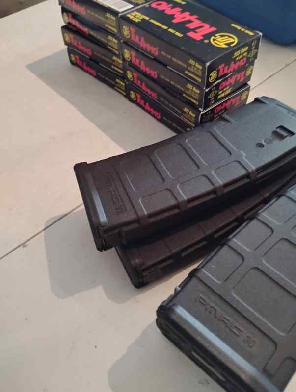 160 rounds of 223 steel case and 4 ar15 mags